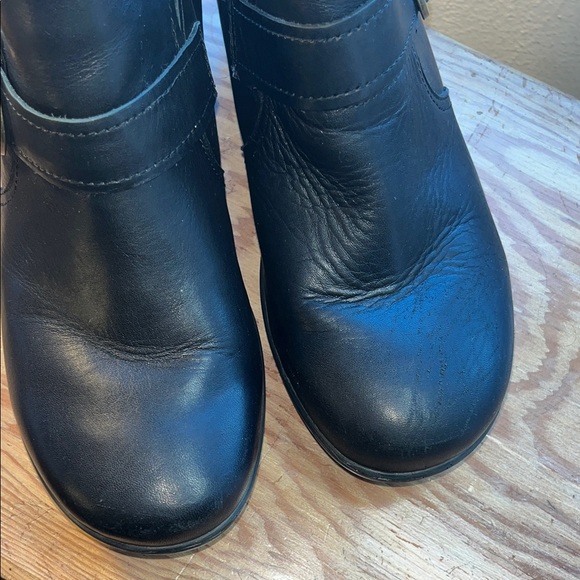 Sanita Black Leather Ankle‎ Booties with Buckle 9 - Picture 9 of 11